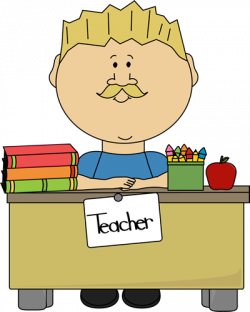 Blond Male Teacher Sitting at a Desk | School/Teacher Clip ...