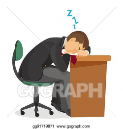 Vector Clipart - Man asleep at desk side view. male sleeping ...