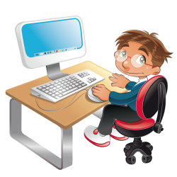 Student Computer Cartoon Clip art - Sitting in front of the computer ...