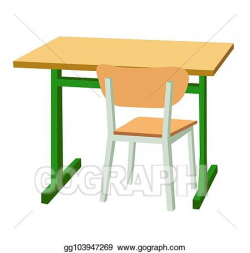 Clip Art Vector - School desk and a chair. Stock EPS ...
