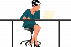Clipart - Woman Sitting At Desk