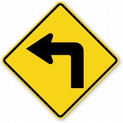 Left Turn Sign With Symbol - Sharp Turn Sign, SKU: X-W1-1L
