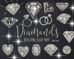 Diamonds Digital clip art, wedding clip art, engagement clip ...