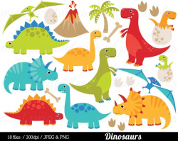 Dinosaur Clipart, Dinosaurs Clip Art, Tyrannosaurus Rex Stegosaurus  Triceratops pterodactyl Egg - Commercial & Personal - BUY 2 GET 1 FREE!