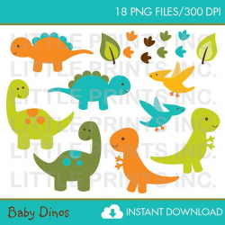 Cute Dinosaur Clipart / Dinosaur Baby Shower Clipart ...