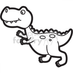 trex dinosaur cartoon in black and white clipart. Royalty-free clipart #  397940