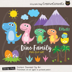 Dinosaur Family Clip Art Clipart Cute Dinosaur Baby Dinosaur Mom Dad  Dinosaur Footprint PNG Dinosaur Egg Illustration Clipart Clip Art Set