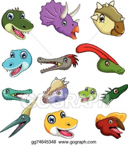 EPS Illustration - dinosaur head cartoon collection. Vector ...