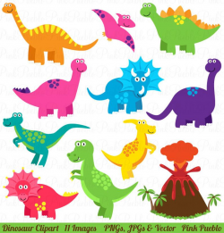 Dinosaur Clipart, Dinosaur Clip Art, Great for a Dinosaur Invitation,  Dinosaur Birthday or Dinosaur Party - Commercial and Personal