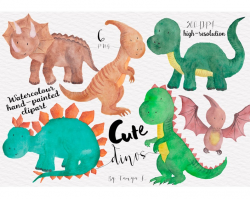 Dinosaur Clipart, Commercial Use, Watercolour Clipart, Cute Clipart,  Dinosaur Watercolor, Invitation Clipart, Hand-Painted Clipart