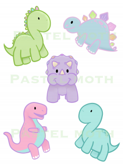 Cute pastel dinosaur clipart PNG jpeg DIGITAL FILE ...