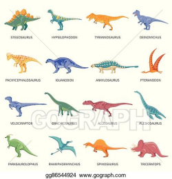 EPS Illustration - Dinosaurs colored isolated icons set ...