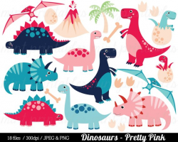 Dinosaur Clipart, Pink Dinosaurs Clip Art, T Rex Stegosaurus ...