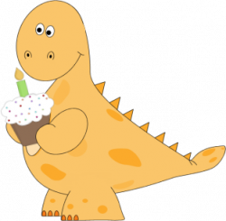 Orange Dinosaur Birthday Cupcake Clip Art - Orange Dinosaur ...