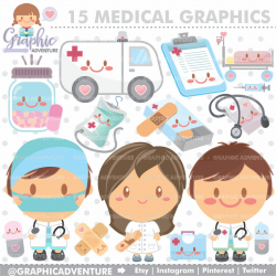 Medical Clipart, Medical Graphics, COMMERCIAL USE, Kawaii ...