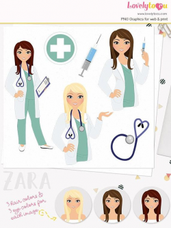 Woman doctor character clipart, healthcare illustration ...