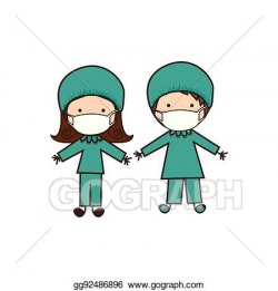 Vector Stock - Colorful caricature couple doctor costume ...