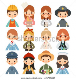 big set of children with different professions. cute little ...