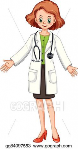 Vector Stock - Female doctor in white gown and stethoscope ...