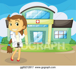 Vector Stock - A doctor in front of the hospital. Clipart ...