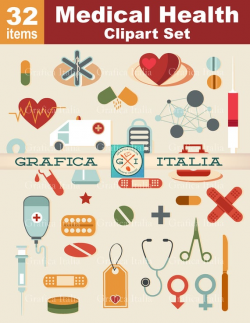 Medical Clipart - Doctor Nurse Health Clip Art - 32 Item Digital Download  Graphic Design Elements - Collage Scrapbooking DIY Flyers