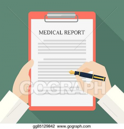 EPS Vector - Doctor hand writing on medical report. Stock ...