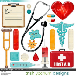 Doctor Clipart - Medical Digital Clip Art - Doctor Scrapbook - Bandage Shot  Heart Germs Medicine Digital Graphics - PNGs - Instant Download