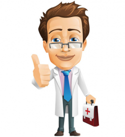 Male Doctor Vector Character with Case, Clipart - Clip Art ...