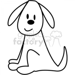 Black and White Pet Dog Sitting clipart. Royalty-free clipart # 373074