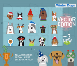 Dog Winter Clip Art, Dog Clipart, Animal clipart, Dog Characters, Pets,  Puppy Clipart, Lovely Puppies, Dog Mascot, Vector clip art