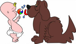 Clipart - Dog Licking Babys Lollipop