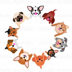 sitting small dogs looking up circle – Studio Ayutaka Store | dogs ...