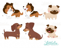 Dog mom and puppy clipart - family clipart - 16053 ...
