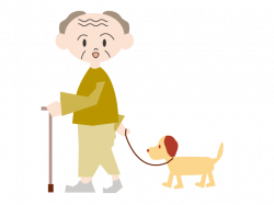 Dog walking | Grandpa | Using a cane | Male | Free Illustration ...
