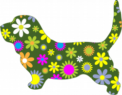 Clipart - Retro Floral Dog