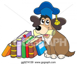 Stock Illustration - Dog teacher with books. Clipart Drawing ...
