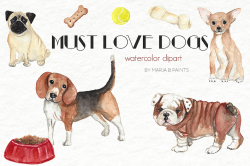 Watercolor Clip Art - Dogs + Puppies