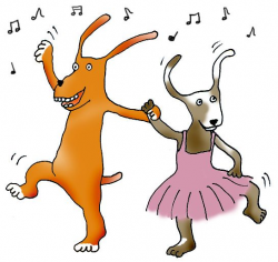 cool, happy color dogs dancing in flowers clipart - Google ...