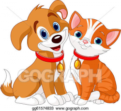 Vector Art - cat and dog. Clipart Drawing gg61574833 - GoGraph