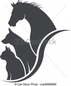 Clip Art Vector of Horse, Dog, Cat Animal Lover Illustration ...