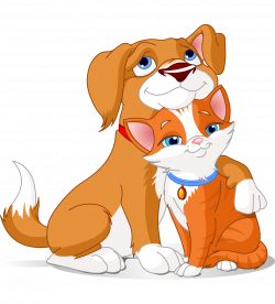 Dog–cat relationship Dog–cat relationship Clip art - Hand-painted ...