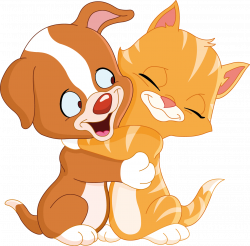Kids Stickers Hugging Cat & Dog - TenStickers