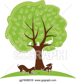 Vector Illustration - Cat and dog tree logo. EPS Clipart ...