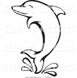 Dolphin Clip Art Black and White | Larger Preview: Vector ...