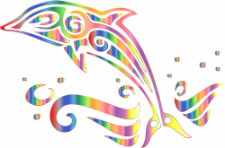 Clipart - Chromatic Tribal Dolphin 6 No Background