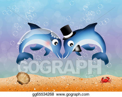 Clip Art - Dolphins in love. Stock Illustration gg65534268 ...