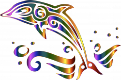 Clipart - Chromatic Tribal Dolphin 2 No Background