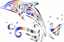 Clipart - Chromatic Tribal Dolphin 4 No Background