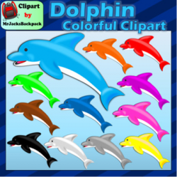 Dolphin Clipart - Colorful rainbow dolphins