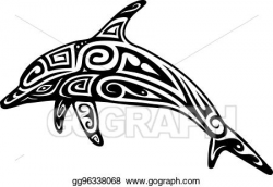 Vector Illustration - Dolphin tattoo shape. EPS Clipart ...